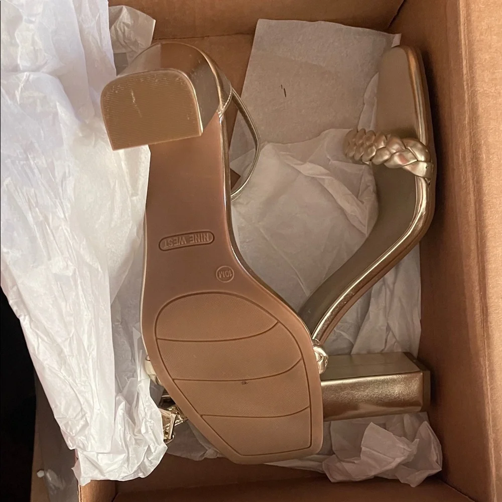 Nine West Gold Braided Strap Heels - Picture 3 of 5